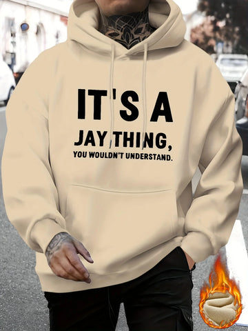 Outono e inverno masculino casual moda solta hoodie é uma coisa de jay impressão carta impressa manga comprida com capuz pulôver quente