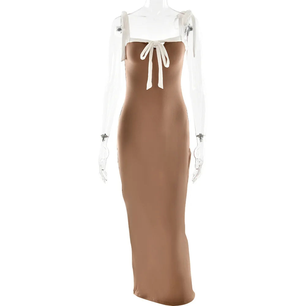 2025 Ins Style Autumn Fashion New Sleeveless Strap Long Dress, Sexy Temperament Suspender Slim Dre Traf Moda Feminina