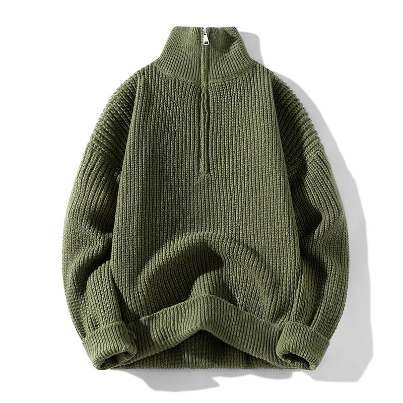Half Zip Sweater Solid Color 2025 Autumn Winter Men's Women's New Long Sleeved T-shirt Sweatshirt Turtleneck Knitted Sweater