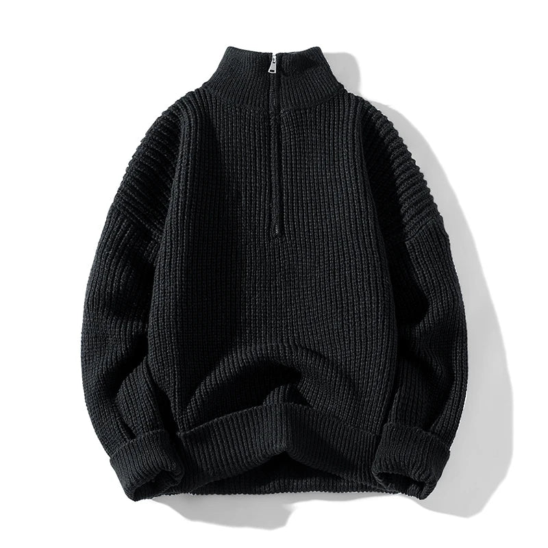 Half Zip Sweater Solid Color 2025 Autumn Winter Men's Women's New Long Sleeved T-shirt Sweatshirt Turtleneck Knitted Sweater