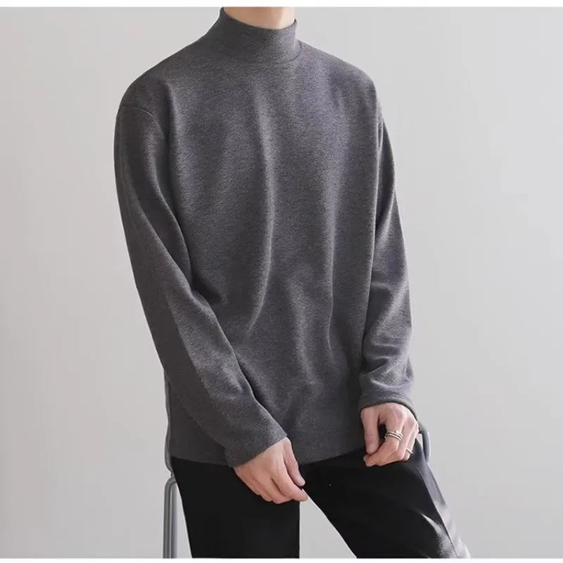 Warm Thermal Long Sve T-irt Men's Outdoor Wear Dervo f High Collar Base Layer irt Youth Faion Winter Season