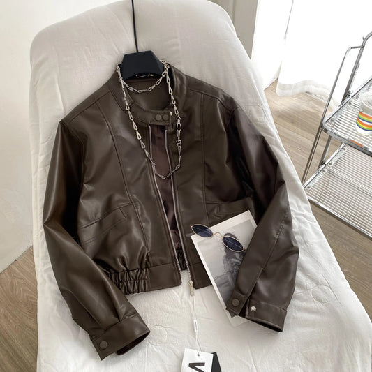 Loose Zipper 2025 Casaco Pu Leather Long Sleeve Chaquetas De Mujer Autumn New Jacket Jaqueta Feminina Moda Woman Jackets