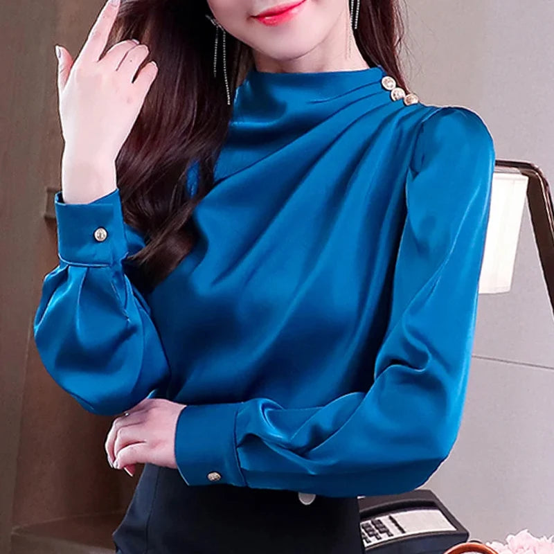 Long Sleeve Blouse Women Blusas Mujer De Moda 2024 Stand Collar Blouse Shirt Tops Women Blouses Femme Shirts Blusa Feminina G36
