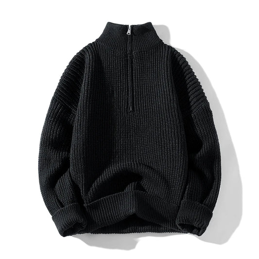 Half Zip Sweater Solid Color 2025 Autumn Winter Men's Women's New Long Sleeved T-shirt Sweatshirt Turtleneck Knitted Sweater