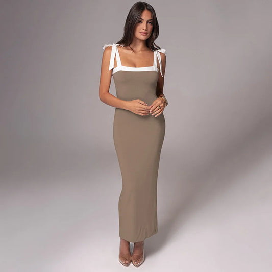 2025 Ins Style Autumn Fashion New Sleeveless Strap Long Dress, Sexy Temperament Suspender Slim Dre Traf Moda Feminina